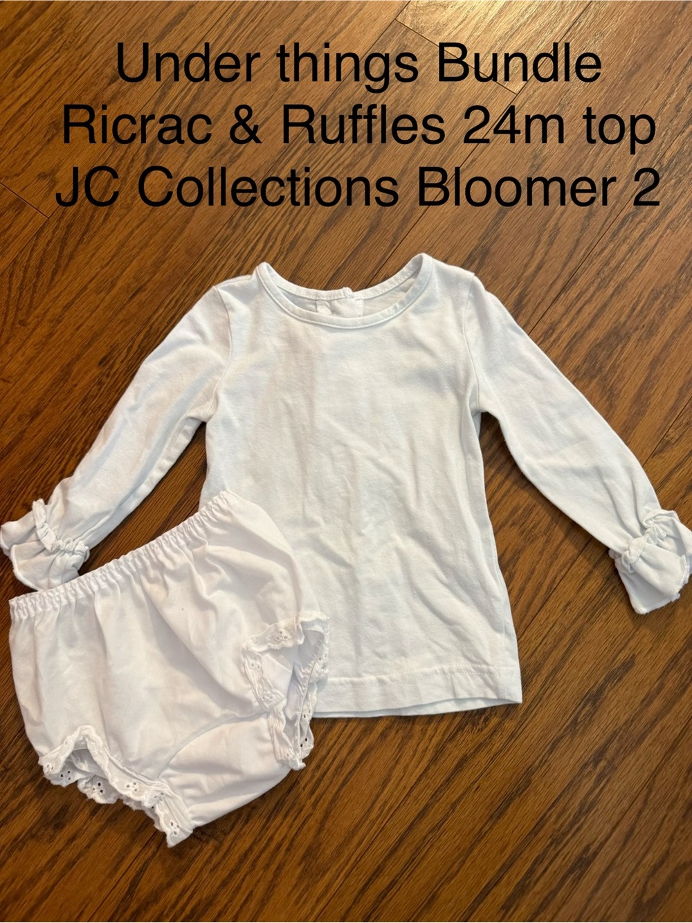 Bundle: White Ruffle Long Sleeve Top & Bloomer Set
